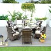 Direct Wicker 7-Piece Outdoor Rattan Furniture Dining Set with 6 Cushioned Armchair