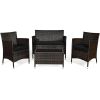 4 Pieces Comfortable Outdoor Rattan Sofa Set with Table