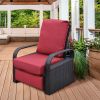 Outdoor Recliner Chair;  Automatic Adjustable Wicker Lounge Recliner Chair with 5.12'' Thicken Cushion