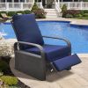 Outdoor Recliner Chair;  Automatic Adjustable Wicker Lounge Recliner Chair with 5.12'' Thicken Cushion