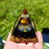 Natural Tiger Eye Orgonite Pyramid Heal Crystals Ball Energy Generator Reiki Chakra Multiplier Orgone Amethyst Meditation Stone