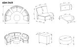 [VIDEO provided] 6 - Person Fan-shaped Rattan Suit Combination with Cushions and Table,Suitable for Garden