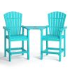 Patio Bar Stools Adirondack Arm Chairs Set of 2, All Weather Outdoor Furniture Wood-Like HDPE Deck Backyard Garden Dining Chairs, Beach Balcony Chair