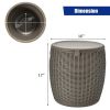 9.5 Gallon 4-in-1 Patio Rattan Cool Bar Cocktail Table Side Table XH