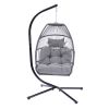 Outdoor Patio Wicker Folding Hanging Chair,Rattan Swing Hammock Egg Chair With Cushion And Pillow