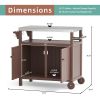 Outdoor Grilling Table with Storage,,Waterproof Outdoor Grill Cabinet,Stainless Steel Tabletop Outdoor Kitchen Island,BBQ Cart with Wheels,Hooks and S