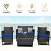 4 Pieces Comfortable Outdoor Rattan Sofa Set with Table