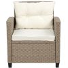 Outdoor;  Patio Furniture Sets;  4 Piece Conversation Set Wicker Ratten Sectional Sofa with Seat Cushions