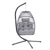 Outdoor Patio Wicker Folding Hanging Chair,Rattan Swing Hammock Egg Chair With Cushion And Pillow