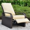 Outdoor Recliner Chair;  Automatic Adjustable Wicker Lounge Recliner Chair with 5.12'' Thicken Cushion