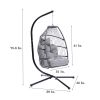 Outdoor Patio Wicker Folding Hanging Chair,Rattan Swing Hammock Egg Chair With Cushion And Pillow