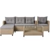 Outdoor;  Patio Furniture Sets;  4 Piece Conversation Set Wicker Ratten Sectional Sofa with Seat Cushions