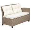 Outdoor;  Patio Furniture Sets;  4 Piece Conversation Set Wicker Ratten Sectional Sofa with Seat Cushions