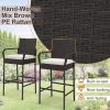 2/4 Pieces Outdoor PE Rattan Cushioned Barstool Set with Armrests