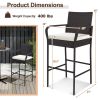 2/4 Pieces Outdoor PE Rattan Cushioned Barstool Set with Armrests