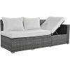 Outdoor 6-Piece All Weather PE Rattan Sofa Set; Garden Patio Wicker Sectional Furniture Set with Adjustable Seat; Storage Box; Removable Covers and Te