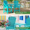 Patio Bar Stools Adirondack Arm Chairs Set of 2, All Weather Outdoor Furniture Wood-Like HDPE Deck Backyard Garden Dining Chairs, Beach Balcony Chair