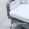 Direct Wicker 7 PCS Patio Gas Firepit and Ice Container Rectangle Dining Set with 6 Standard Height Chairs