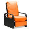 Outdoor Recliner Chair;  Automatic Adjustable Wicker Lounge Recliner Chair with 5.12'' Thicken Cushion