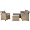 Outdoor;  Patio Furniture Sets;  4 Piece Conversation Set Wicker Ratten Sectional Sofa with Seat Cushions