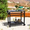 Outdoor Prep Cart Dining Table for Pizza Oven;  Patio Grilling Backyard BBQ Grill Cart