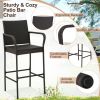 2/4 Pieces Outdoor PE Rattan Cushioned Barstool Set with Armrests