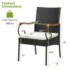 Set of 2/4 Outdoor PE Wicker Chair with Acacia Wood Armrests