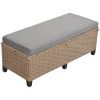 5-Piece Outdoor Patio Rattan Sofa Set; Sectional PE Wicker L-Shaped Garden Furniture Set with 2 Extendable Side Tables; Dining Table and Washable Cove