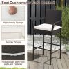 2/4 Pieces Outdoor PE Rattan Cushioned Barstool Set with Armrests