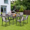 MEOOEM Patio Dining Set  Outdoor Furniture Bistro Metal Table Side Table and Metal Stackable Chairs;  Black